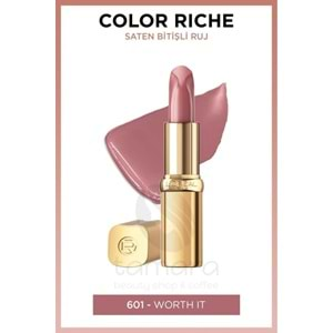 Loreal Paris Color Riche Saten Bitişli Ruj - 601 Worth It