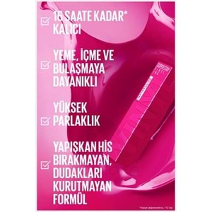 Maybelline New York Super Stay Vinyl Ink Uzun Süre Kalıcı Likit Parlak Ruj 155 Upbeat