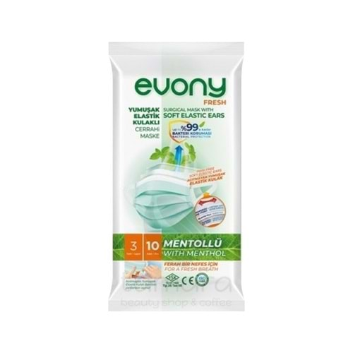 Evony Elastik Kulaklı Fresh Mentollü 10'lu Maske