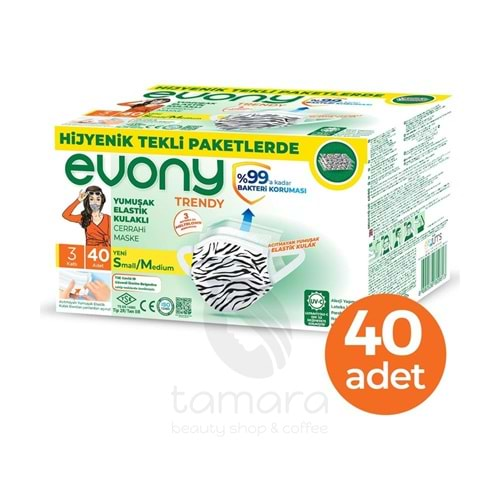 Evony Trendy Cerrahi Maske 3 Katlı 40 Adet