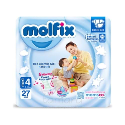 Molfix Bebek Bezi Maxi 4 Beden 7-14 kg 27'li Bantlı Bez