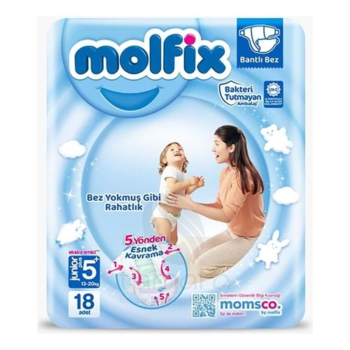 Molfix Bebek Bezi 3D 5+ Beden Junior Plus 13-20 kg 18'li Jumbo