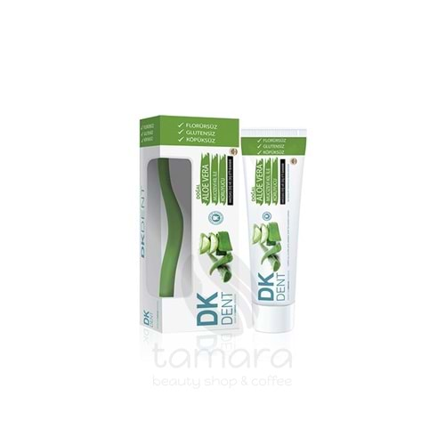 Dermokil DKDENT Aloe Vera Özlü Florürsüz Diş Macunu 75 ml Diş Fırçası Hediyeli