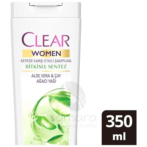 Clear Women Kepeğe Karşı Etkili Şampuan Bitkisel Sentez Aloe Vera & Çay Ağacı Yağı 350 ml