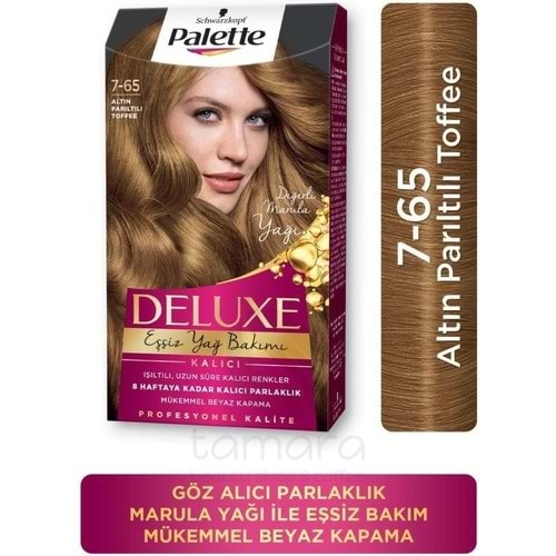 Palette Deluxe Yoğun Renkler 7-65 Altın Parıltılı Toffee Saç Boyası