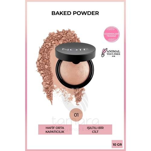 Note Baked Powder Işıltılı Bitişli Highlighter Toz Yüz Pudrası 01 Stardust