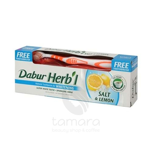 Dabur Herbal Diş Macunu 150 Ml Tuz ve Limon Özlü + Diş Fırçası Hediyeli