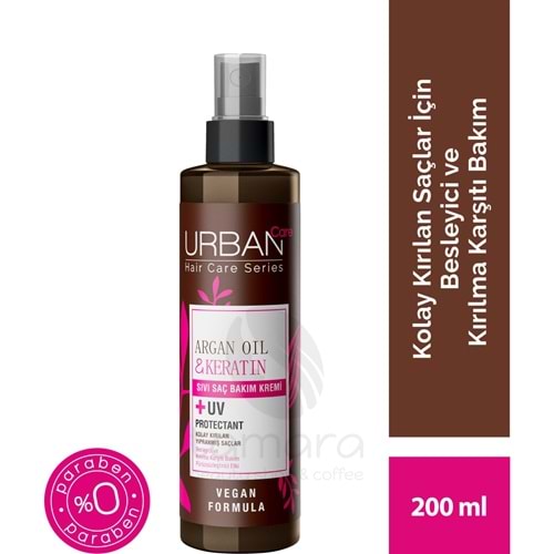 Urban Care Argan Yağı Kolay Kırılan Yıpranmış Saçlara Özel Sıvı Saç Bakım Kremi-Vegan-200 ML