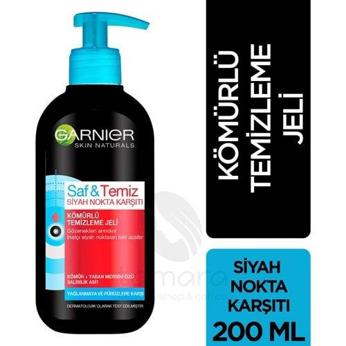 Garnier Saf & Temiz Siyah Nokta Karşıtı Kömürlü Temizleme Jeli 200 ml