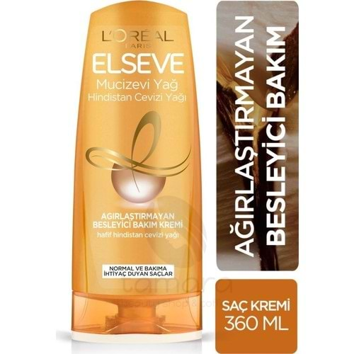 Loreal Paris Elseve Mucizevi Hindistan Cevizi Yağı Ağırlaştırmayan Besleyici Bakım Kremi 360 ml