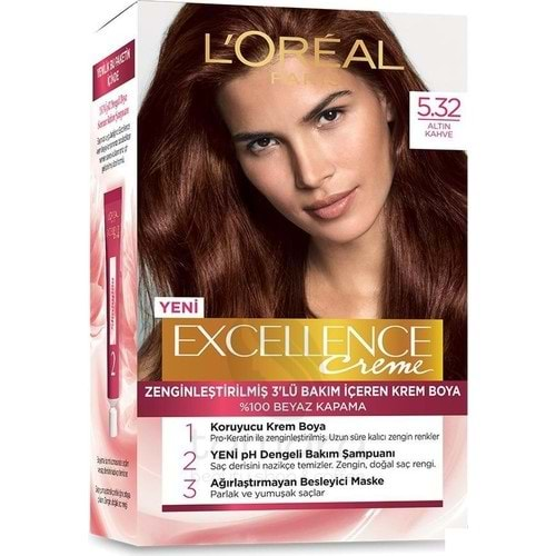 Loreal Paris Excellence Creme Saç Boyası 5.32 Altın Kahve