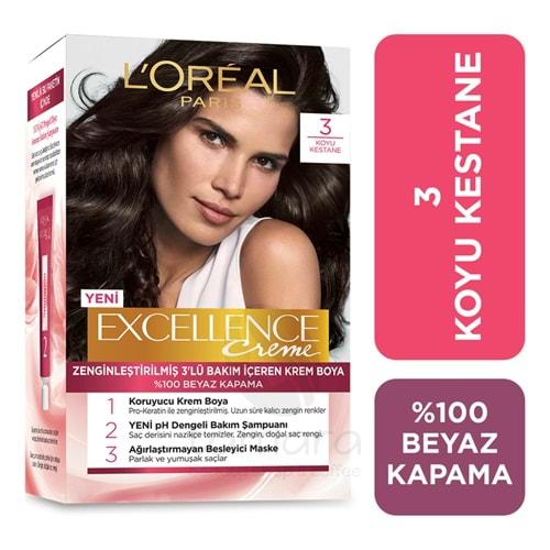 Loreal Paris Excellence Creme Saç Boyası 3 Koyu Kestane