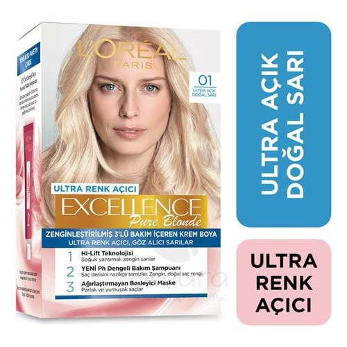 Loreal Paris Excellence Creme Saç Boyası 01 Ultra Açık Doğal Sarı