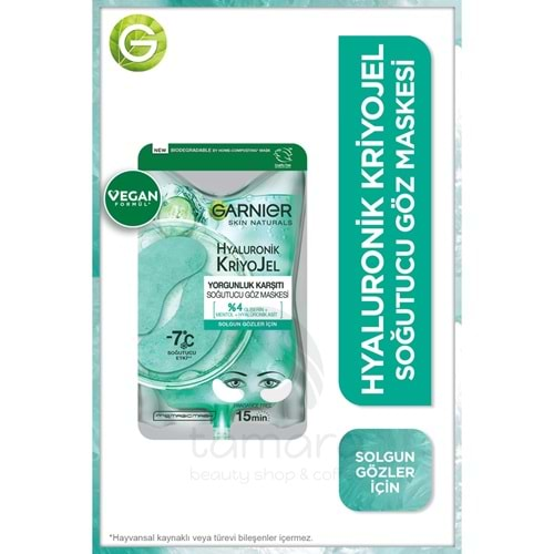 Garnier Hyaluronik Kriyojel Yorgunluk Karşıtı Soğutucu Göz Maskesi