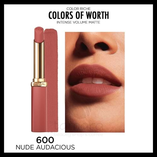 Loreal Paris Color Riche Colors of Worth Intense Volume Matte Ruj 600 Nude Audacious