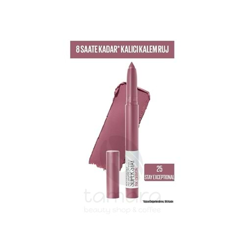 Maybelline New York Super Stay Ink Crayon Kalem Mat Ruj - 25 Stay Exceptional