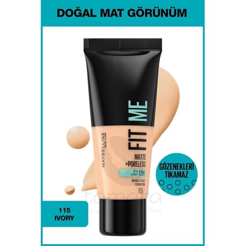 Maybelline New York Fit Me Matte+poreless Fondöten - 115 Ivory