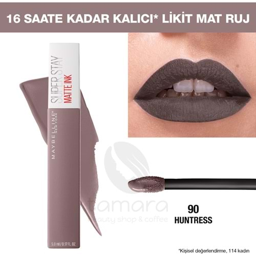 Maybelline New York Super Stay Matte Ink Likit Mat Ruj - 90 Huntress - Gri