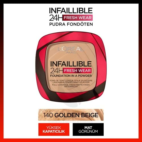 Loreal Paris Infaillible 24H Fresh Wear Pudra Fondöten 140 Golden Beige