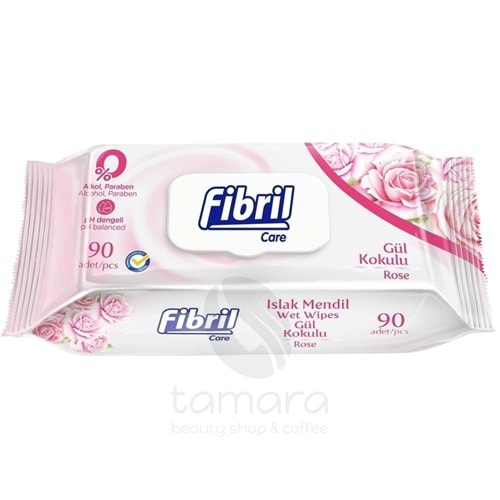 Fibril Islak Havlu Mendil 90 Yaprak Gül Plastik Kapaklı Tekli Pk