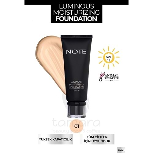 Note Luminous Moisturizing Fondöten 01 Beige