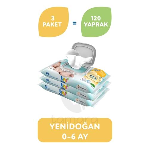Uni Baby Yenidoğan Islak Mendil 3'lü 120 Yaprak