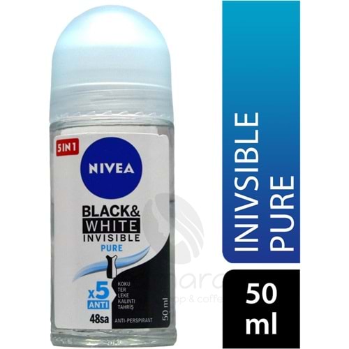 Nivea Invisible Black&White Pure Roll-On Deodorant 50Ml Kadın