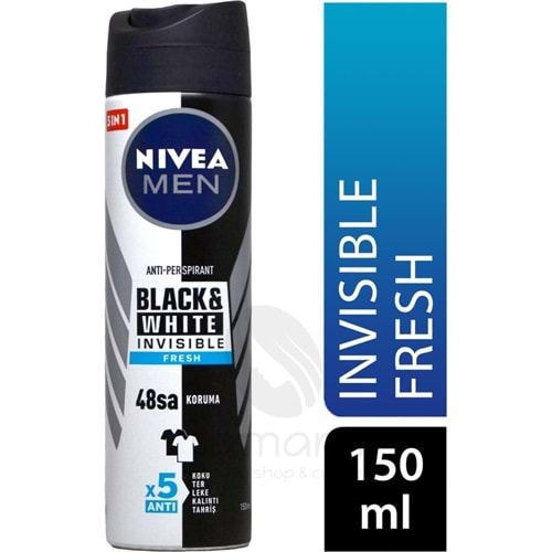 Nivea Deodorant 150 ml Erkek Invisible Black&white Fresh