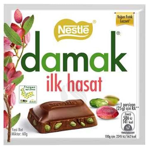 Nestle Damak İlk Hasat Antep Fıstıklı Sütlü Çikolata 60 G