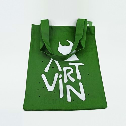 Artvin Logo Baskılı Koton Askılı Çanta Yeşil