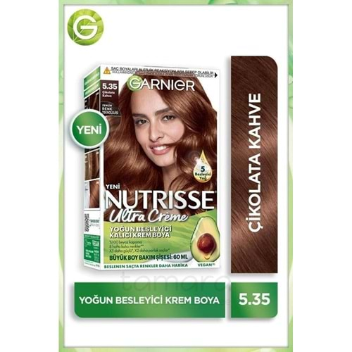 Garnier Nutrisse Yoğun Besleyici Kalıcı Krem Saç Boyası 5.35 Çikolata Kahve