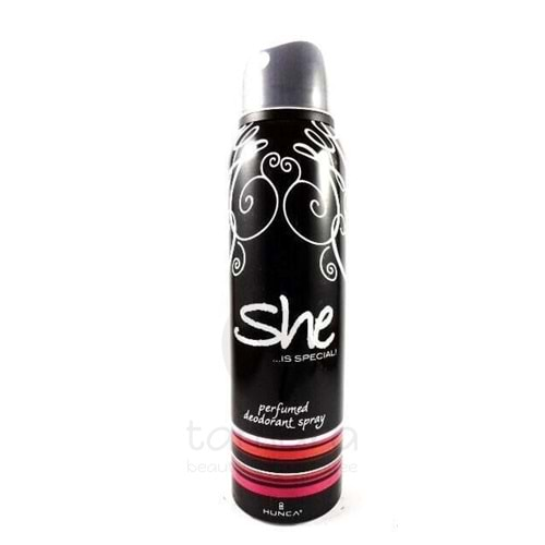 She is Special Deodorant Body Spray For Women - Kadın Parfümlü Deodorant Sprey Siyah 150 ml