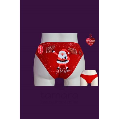 Papatya Dr.Bungy Kadın Bikini Külot Noel Baba Baskılı - Kırmızı - STD Beden