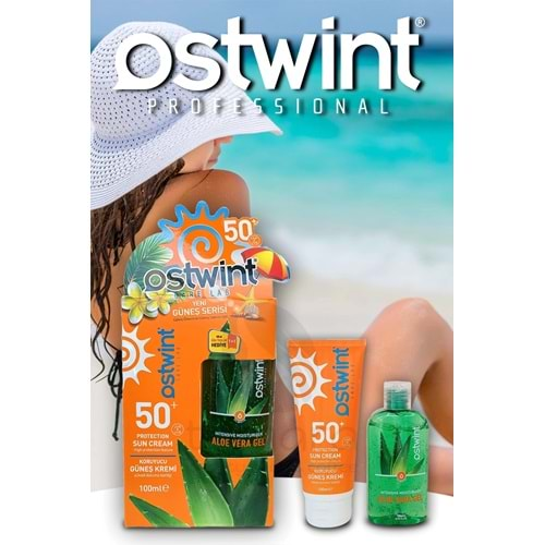 Ostwint SPF 50+ Güneş Kremi 100 ml E Vitaminli + Aloe Vera Jel 100 ml Hediyeli