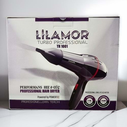 Lilamor Turbo Profesyonel Fön Makinesi Siyah TR-1001 - Powered by POWERTECH