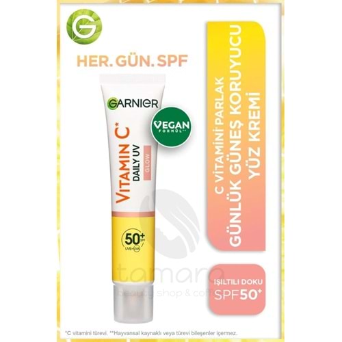 Garnier C Vitamini Parlak Günlük Uv Korumalı Güneş Yüz Kremi Spf50 Işıltılı Doku 40ml