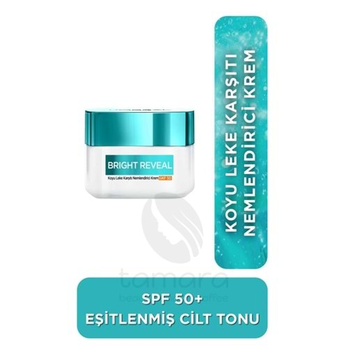 Loreal Paris Bright Reveal Koyu Leke Karşıtı, Cilt Tonu Eşitleyici Spf50 Nemlendirici Krem Niasinamid 50ml