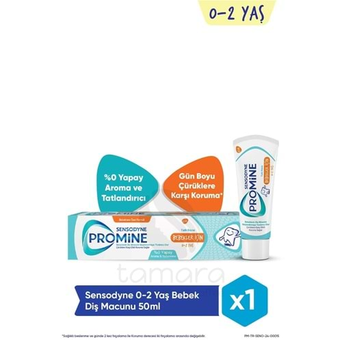 Sensodyne Promine 0-2 Yaş Bebekler İçin Yapay Aroma&Tatlandırıcı İçermeyen Şekersiz Diş Macunu 50ml